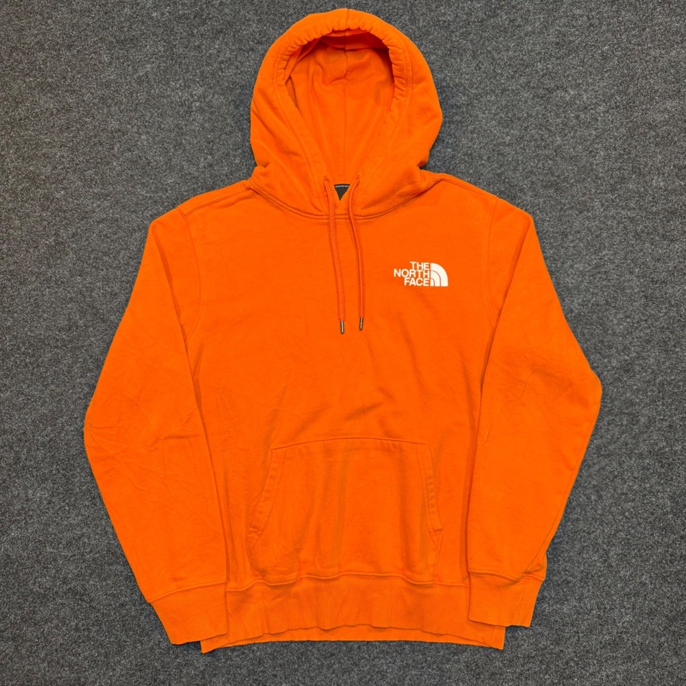 The North Face Mens Red Box Pullover Hoodie Orange Small Graphic Sweatshirt